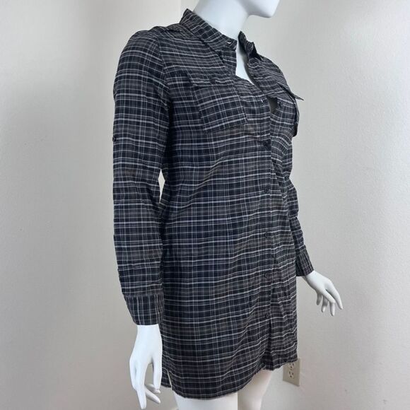 Kenneth Cole Women Size 14 Gray Plaid Cotton Shirt Mini Dress Roll Sleeve Tunic - Picture 12 of 15